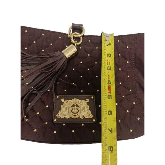 Juicy Couture Quilted Studded Chain Crossbody Shoulder Bag w TASSLE Brown Gold - Picture 15 of 16